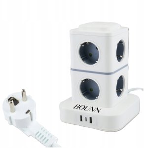BOUNN listwa zasilajÄca przeciwprzepiÄciowa 11 gniazd 3xUSB 1,5m 1