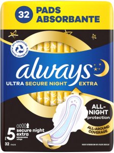 Higieniniai paketai Always Ultra Secure Night Extra Size 5, 32 vnt. 1