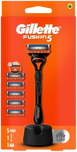 Skustuvo rinkinys Gillette Fusion5 vyrams: skustuvas + 5 skutimosi peiliukai + stovelis 1