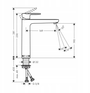 VERNIS BLEND 190  BATERIA UMYW. STOJĄCA CHROM 7