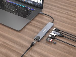 HUB USB Equip Equip Adapter USB-C -> HDMI.GbE.3xUSB3.2 Gen1.SD/TF.PD 100W 2