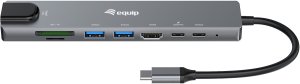 HUB USB Equip Equip Adapter USB-C -> HDMI.GbE.3xUSB3.2 Gen1.SD/TF.PD 100W 4