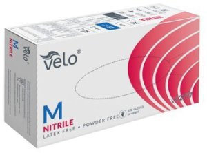 VELO NITRILE BLUE M Rękawice nitrylowe zabiegowe bezpudrowe, niebieskie, 100 szt. 1