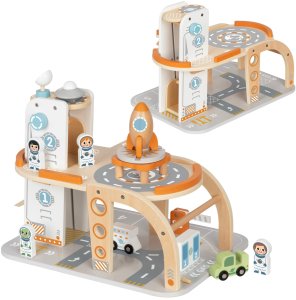 Tooky Toy Drewniany Kosmiczny Parking Stacja Kosmiczna 3