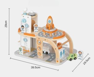 Tooky Toy Drewniany Kosmiczny Parking Stacja Kosmiczna 6