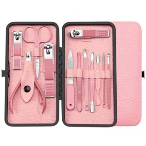 Aptel Zestaw akcesoriów do manicure, pedicure w etui różowe 12w1 AK20 3
