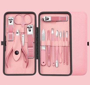 Aptel Zestaw akcesoriów do manicure, pedicure w etui różowe 12w1 AK20 5