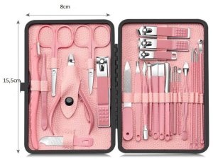 Aptel Zestaw akcesoriów do manicure, pedicure w etui różowe 12w1 AK20 10