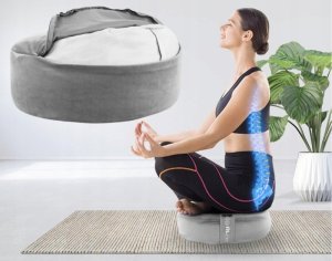 Okrągła poduszka do jogi z gryką, szara 8