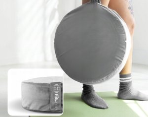 Okrągła poduszka do jogi z gryką, szara 9