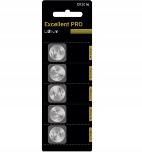 BATERIA LITOWA EXCELLENT PRO CR2016 5SZT, 3V 1