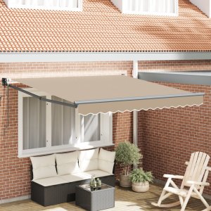 VidaXL Automatyczna Chowana Markiza Beżowa 300x250 cm, vidaXL Materiał na Markizę do Ramy 3x2.5 m Beżowy 1