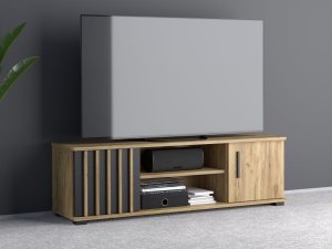 Szafka RTV 140 cm dąb craft z półką i drzwiami komoda 1