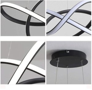 Lampa nowoczesna LED wisząca sufitowa pierścienie AT61-ESL-Black 2