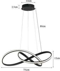 Lampa nowoczesna LED wisząca sufitowa pierścienie AT61-ESL-Black 3
