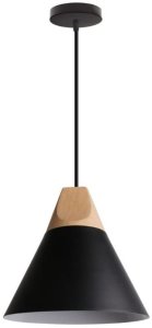 Lampa sufitowa metalowa klosz lite drewno wisząca AT8-1SZ-Black 1