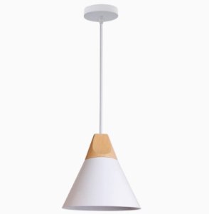 Lampa sufitowa metalowa klosz lite drewno wisząca AT8-1SZ-White 1