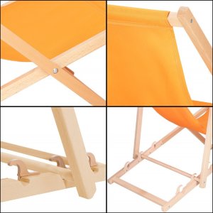 Leżak ogrodowy, drewniany z 3-stopniową regulacją, plażowy, balkonowy, pomarańczowy UNIWERSALNY 20