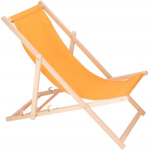 Leżak ogrodowy, drewniany z 3-stopniową regulacją, plażowy, balkonowy, pomarańczowy UNIWERSALNY 8