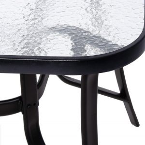 Meble ogrodowe zestaw na taras dla 6 osób: metalowe 6 krzeseł i stół z bezbarwnym szklanym blatem, czarny UNIWERSALNY 11