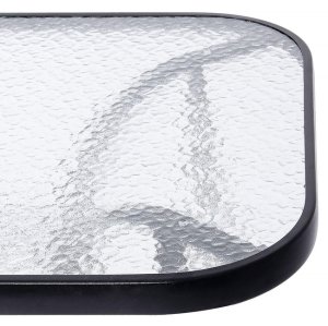 Meble ogrodowe zestaw na taras dla 6 osób: metalowe 6 krzeseł i stół z bezbarwnym szklanym blatem, czarny UNIWERSALNY 12