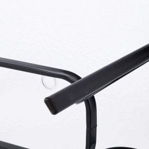 Meble ogrodowe zestaw na taras dla 6 osób: metalowe 6 krzeseł i stół z bezbarwnym szklanym blatem, czarny UNIWERSALNY 13