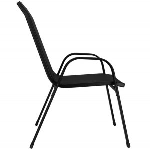 Meble ogrodowe zestaw na taras dla 6 osób: metalowe 6 krzeseł i stół z bezbarwnym szklanym blatem, czarny UNIWERSALNY 22