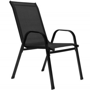 Meble ogrodowe zestaw na taras dla 6 osób: metalowe 6 krzeseł i stół z bezbarwnym szklanym blatem, czarny UNIWERSALNY 25