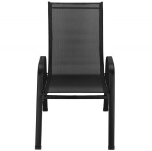 Meble ogrodowe zestaw na taras dla 6 osób: metalowe 6 krzeseł i stół z bezbarwnym szklanym blatem, czarny UNIWERSALNY 33