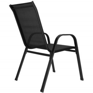 Meble ogrodowe zestaw na taras dla 6 osób: metalowe 6 krzeseł i stół z bezbarwnym szklanym blatem, czarny UNIWERSALNY 35