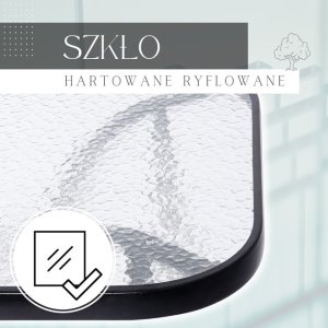 Meble ogrodowe zestaw na taras dla 6 osób: metalowe 6 krzeseł i stół z bezbarwnym szklanym blatem, czarny UNIWERSALNY 6