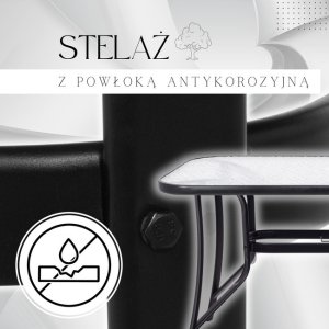 Meble ogrodowe zestaw na taras dla 6 osób: metalowe 6 krzeseł i stół z bezbarwnym szklanym blatem, czarny UNIWERSALNY 7