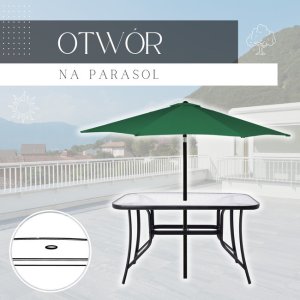 Meble ogrodowe zestaw na taras dla 6 osób: metalowe 6 krzeseł i stół z bezbarwnym szklanym blatem, czarny UNIWERSALNY 8