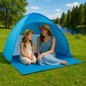 Namiot plażowy samorozkładający, parawan turystyczny Pop up niebieski UNIWERSALNY 11