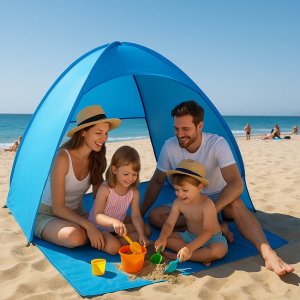 Namiot plażowy samorozkładający, parawan turystyczny Pop up niebieski UNIWERSALNY 12