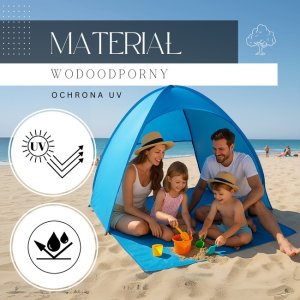 Namiot plażowy samorozkładający, parawan turystyczny Pop up niebieski UNIWERSALNY 2