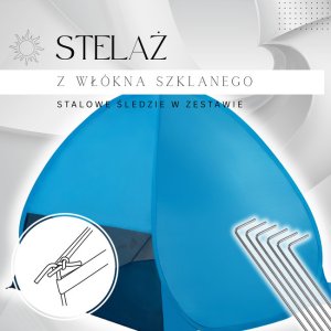 Namiot plażowy samorozkładający, parawan turystyczny Pop up niebieski UNIWERSALNY 3