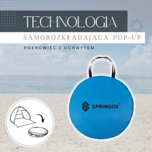 Namiot plażowy samorozkładający, parawan turystyczny Pop up niebieski UNIWERSALNY 4