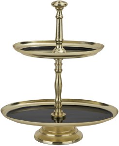 Patera dwupoziomowa metalowa owalna czarno-złota 2