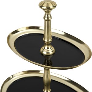 Patera dwupoziomowa metalowa owalna czarno-złota 3