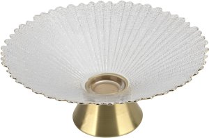 Patera szklana dekoracyjna ze złotą stopką 162398 2