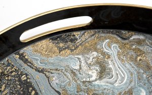 Taca dekoracyjna 37,5 cm czarno - złota Tulum 135948 5