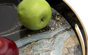 Taca dekoracyjna 37,5 cm czarno - złota Tulum 135948 7