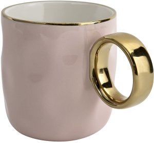 Kubek porcelanowy 300 ml ze złotym uchem różowy 2202 2