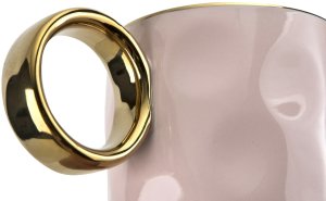 Kubek porcelanowy 300 ml ze złotym uchem różowy 2202 4