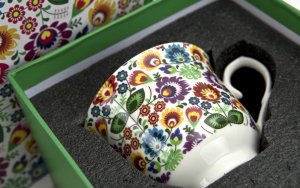 Filiżanka porcelanowa 250 ml + spodek Łowicz 12