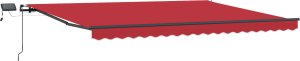 vidaXL Manualna markiza rozkładana z LED Czerwona 400x300 cm 4