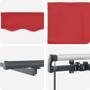 vidaXL Manualna markiza rozkładana z LED Czerwona 400x300 cm 8