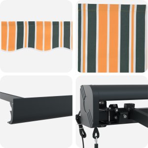 vidaXL Automatyczna markiza chowana zielona i żółta 400x300 cm 6