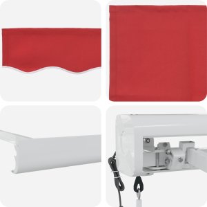 vidaXL Czerwona automatyczna chowana markiza 400x300 cm 8